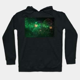 Green Fireworks Against Dark Sky Hoodie